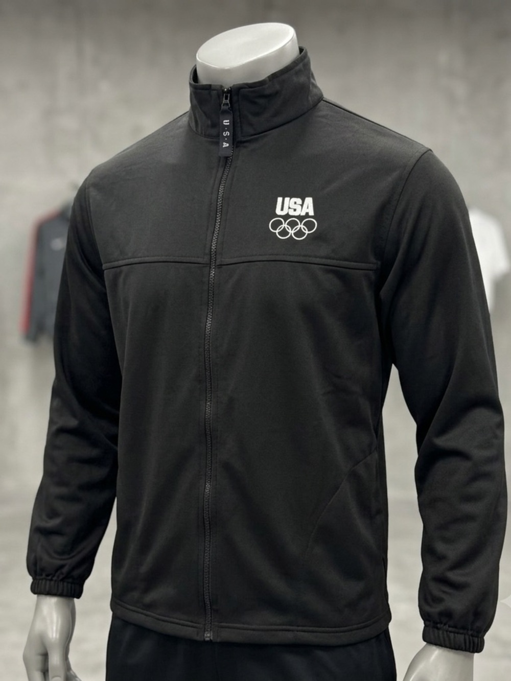USA Olympics Jacket Mens XL Black Team USA Full Zip Olympic Committee Warm Up